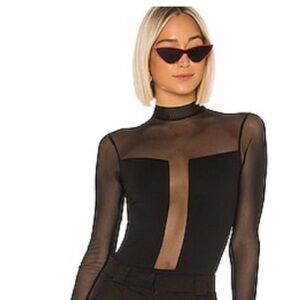 Superdown Black Sheer Bodysuit